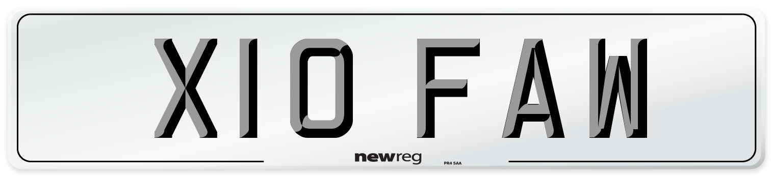 X10 FAW Number Plate from New Reg